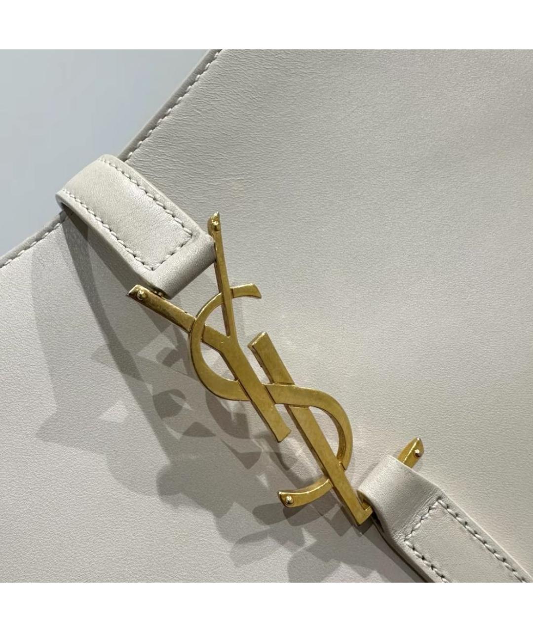 SAINT LAURENT Белая кожаная сумка через плечо, фото 4