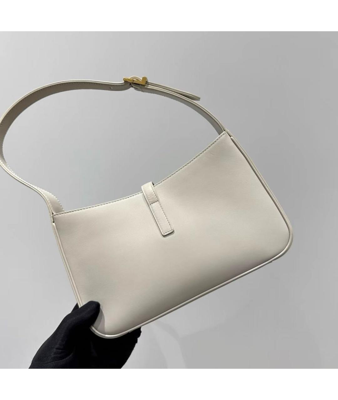 SAINT LAURENT Белая кожаная сумка через плечо, фото 2