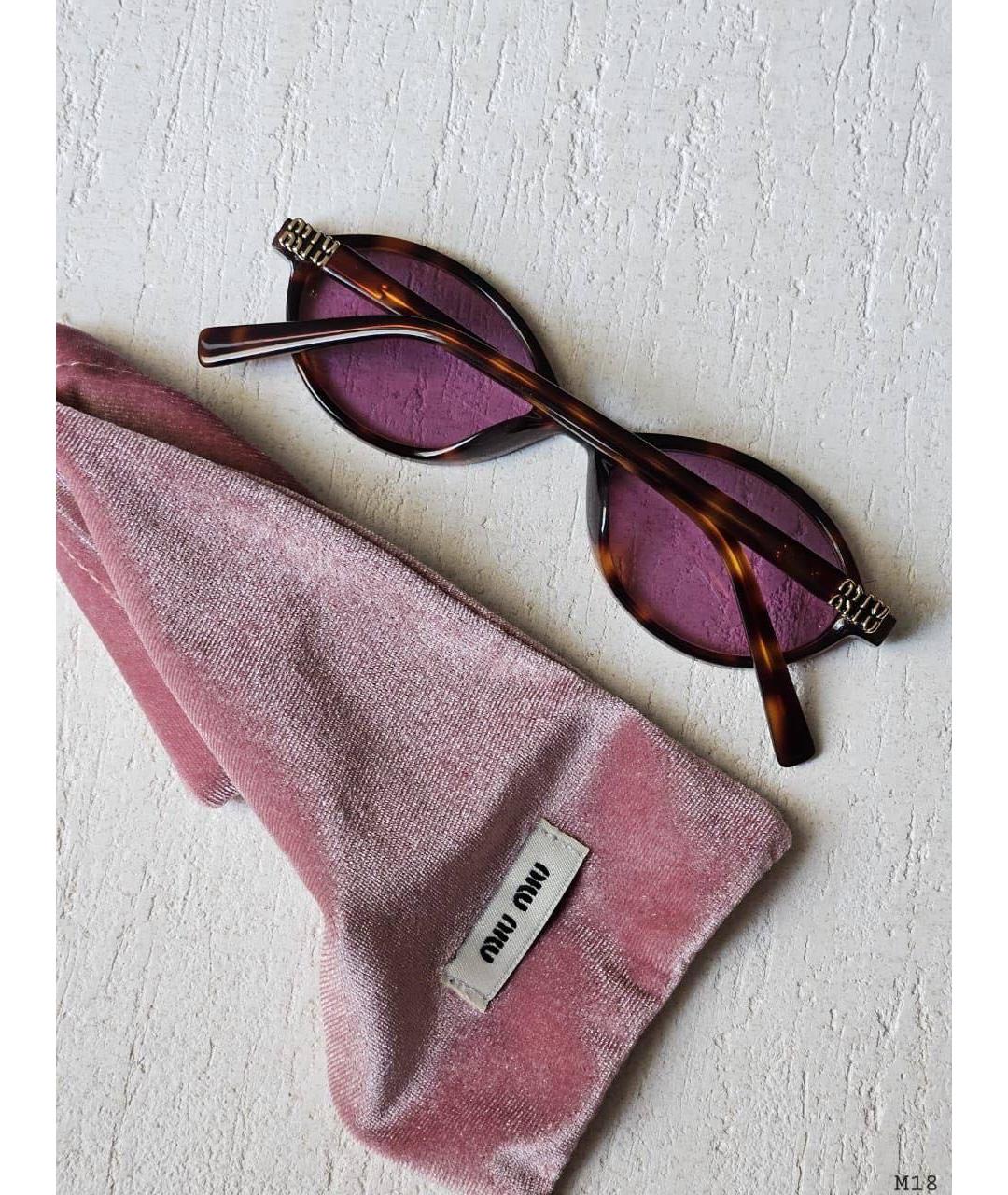 MIU MIU Коричневые пластиковые солнцезащитные очки, фото 2