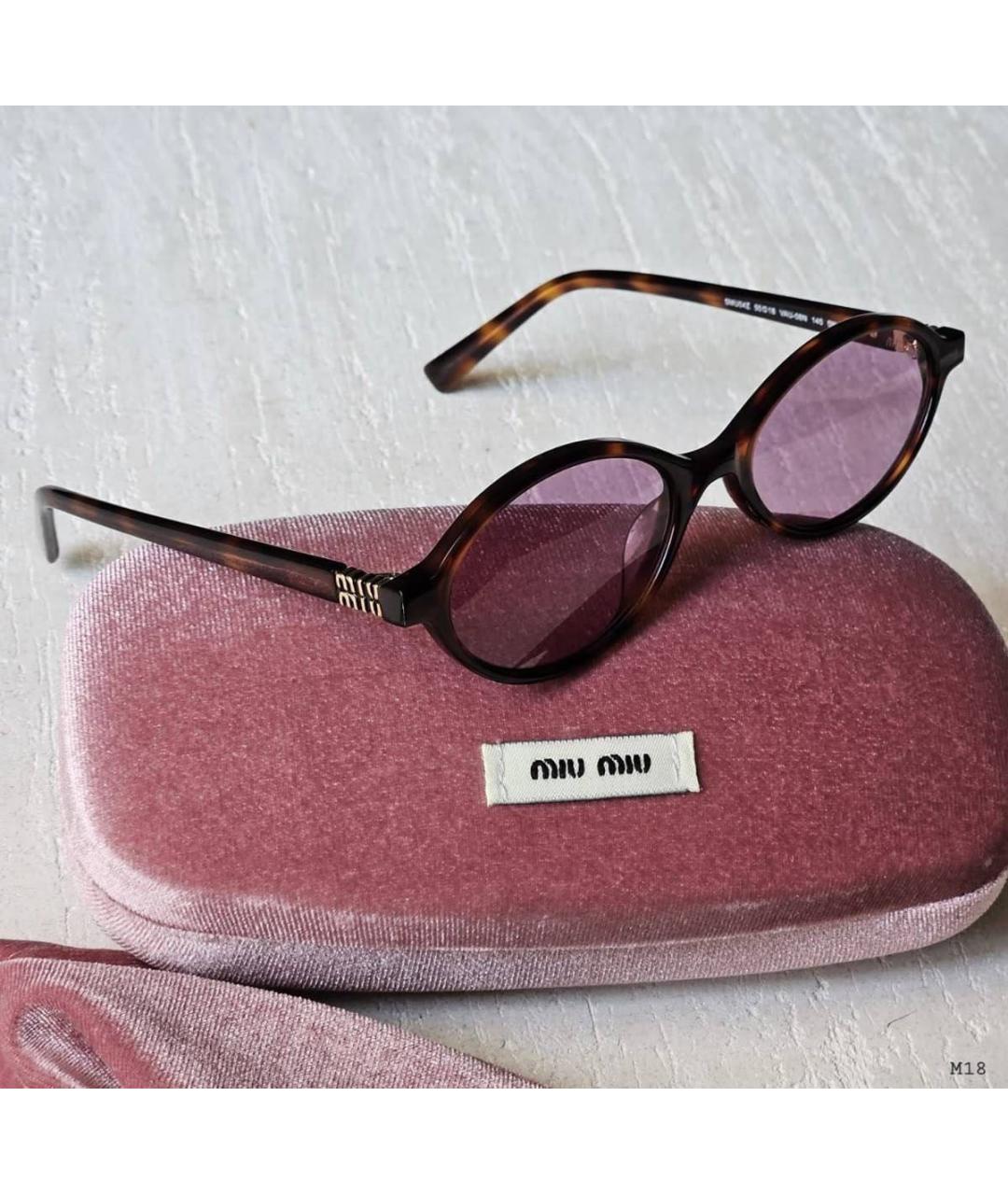 MIU MIU Коричневые пластиковые солнцезащитные очки, фото 3