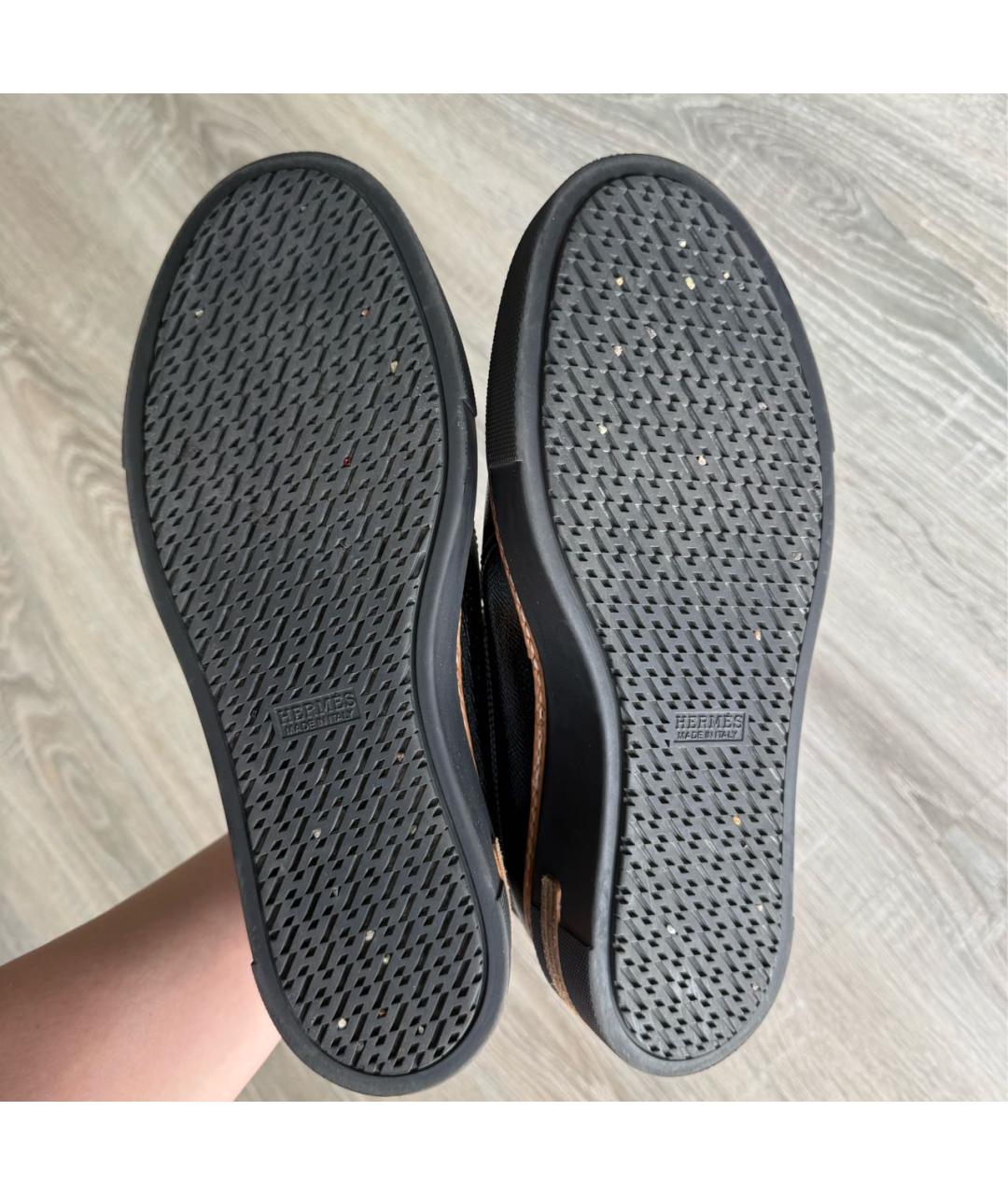 HERMES Черные кожаные кеды, фото 7