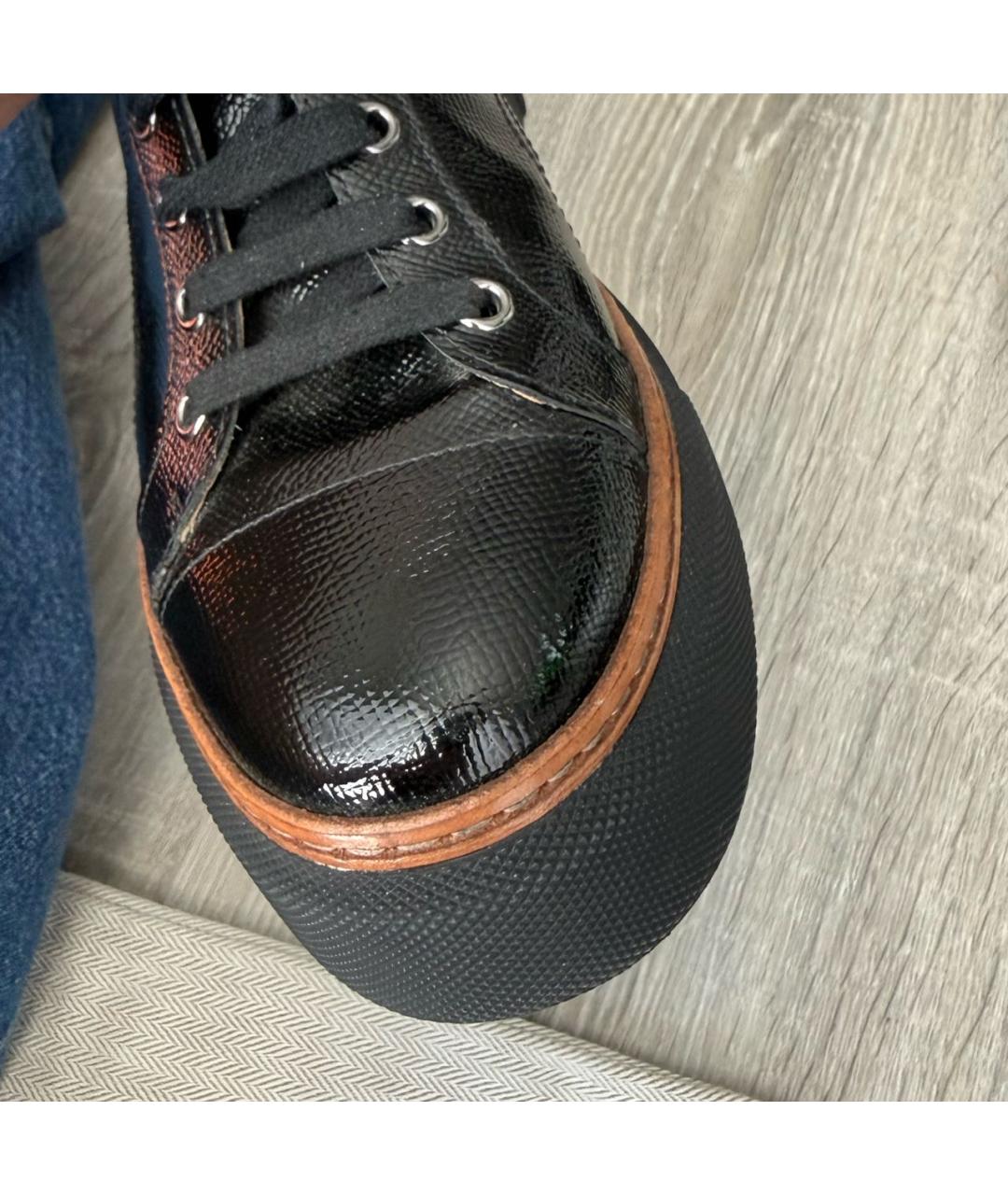 HERMES Черные кожаные кеды, фото 6