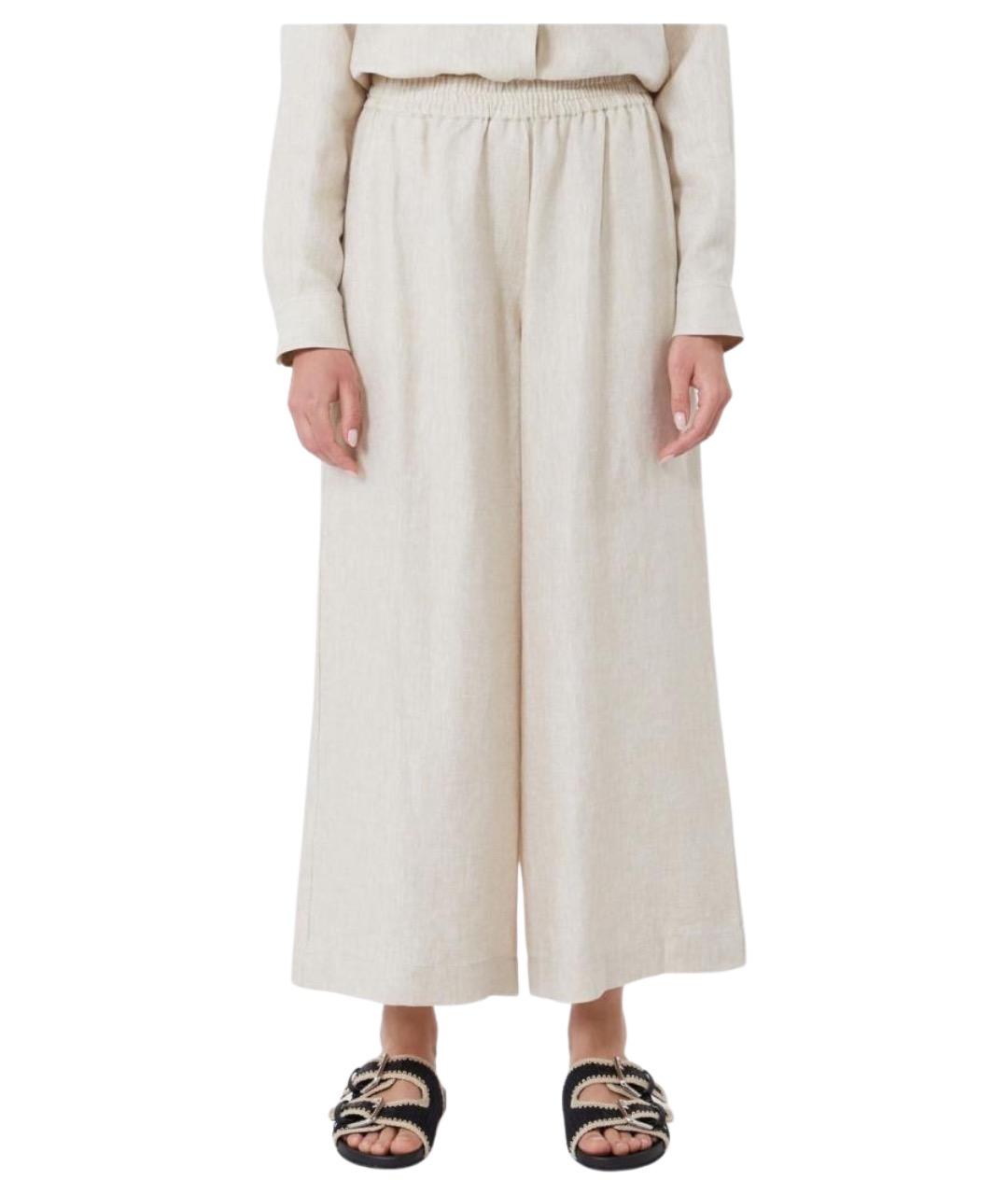 WEEKEND MAX MARA Бежевые льняные прямые брюки, фото 1