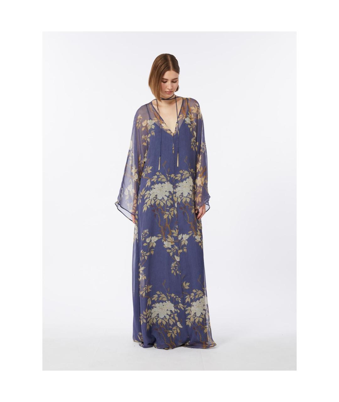 MAX MARA STUDIO Темно-синее шелковое повседневное платье, фото 5