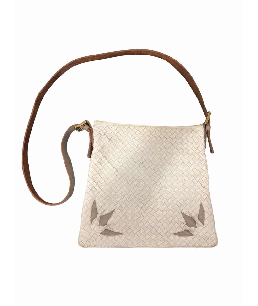 BOTTEGA VENETA Белая кожаная сумка на плечо, фото 1