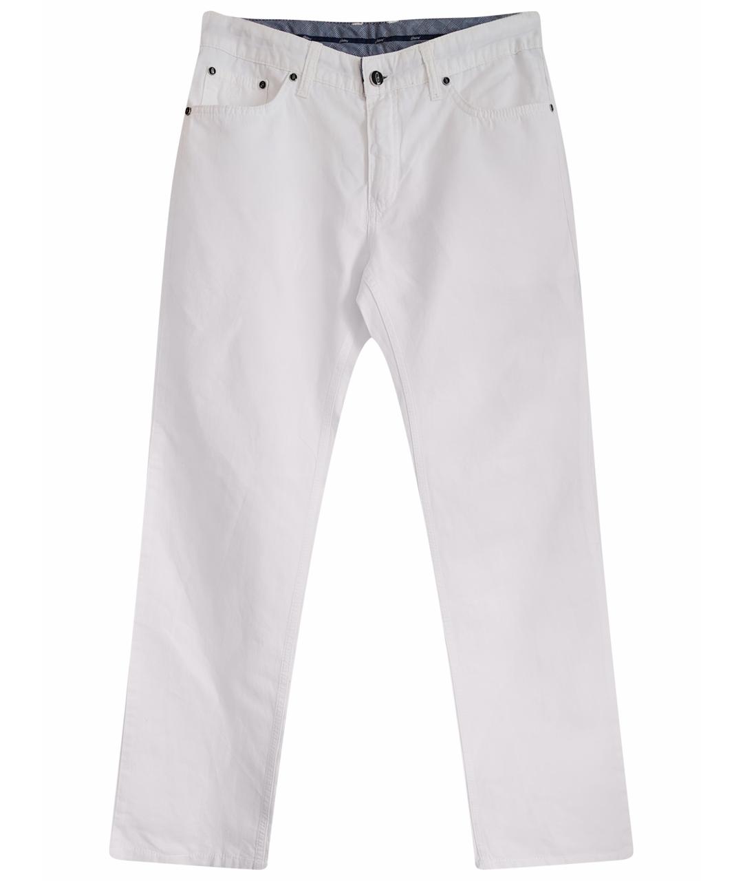 BRIONI Белые хлопковые повседневные брюки, фото 1