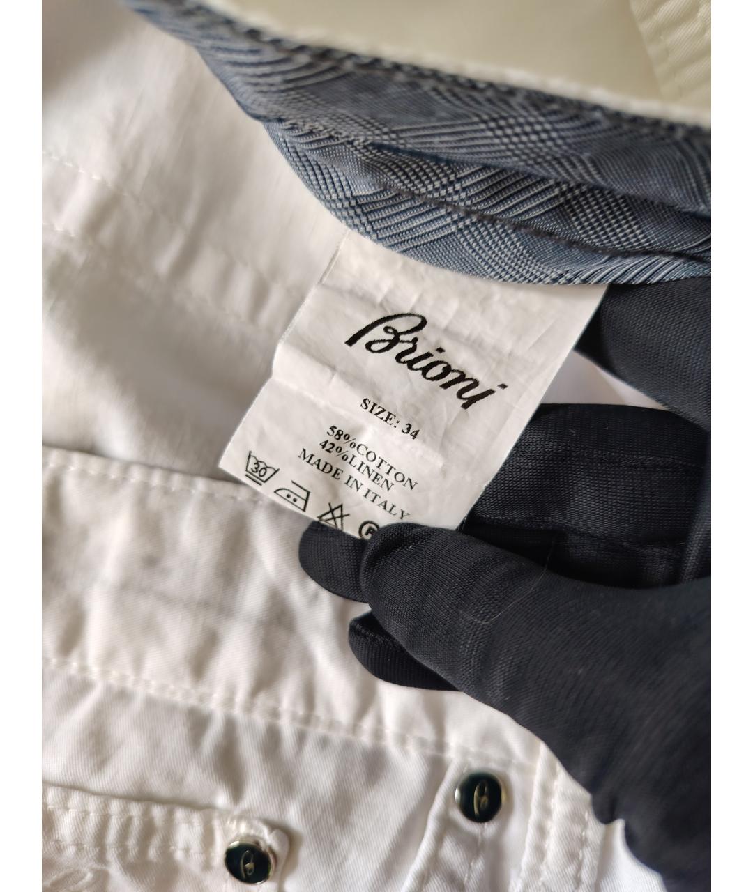 BRIONI Белые хлопковые повседневные брюки, фото 6