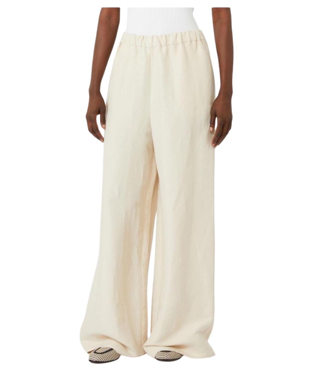 MAX MARA Бежевые льняные прямые брюки, фото 1