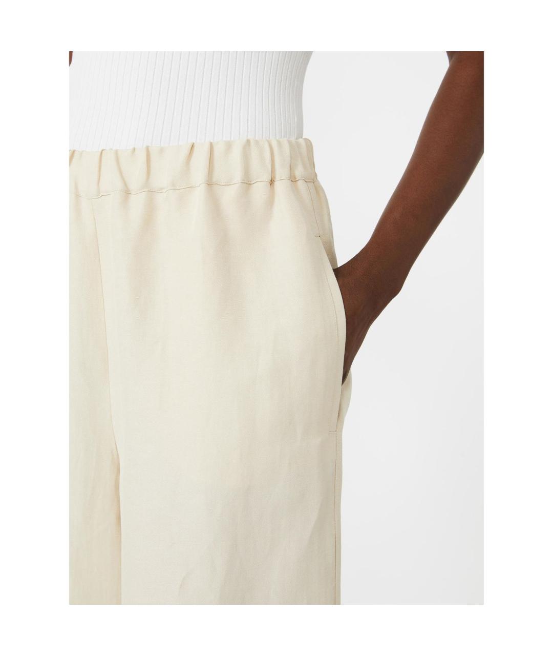 MAX MARA Бежевые льняные прямые брюки, фото 3