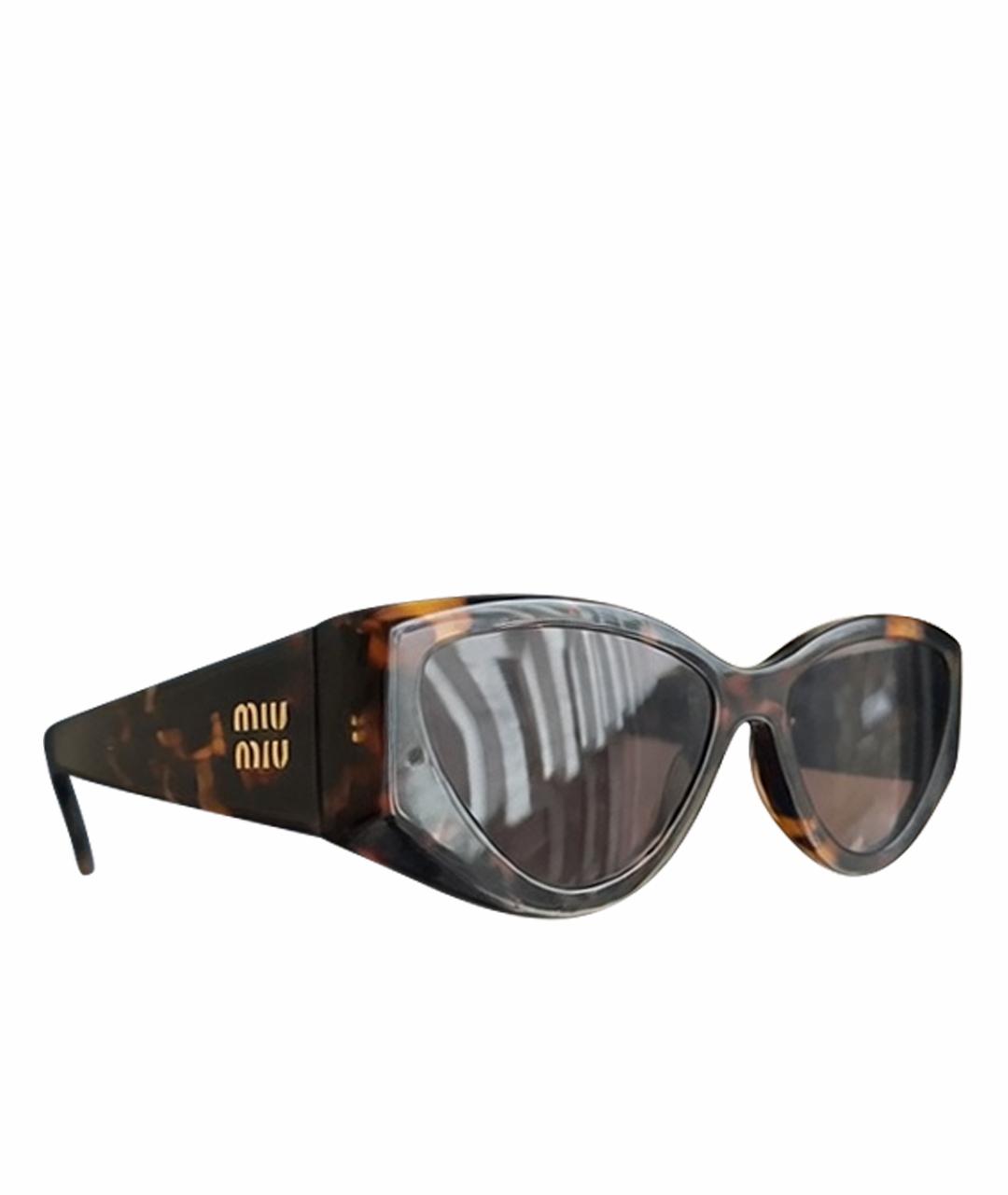 MIU MIU Коричневые пластиковые солнцезащитные очки, фото 1