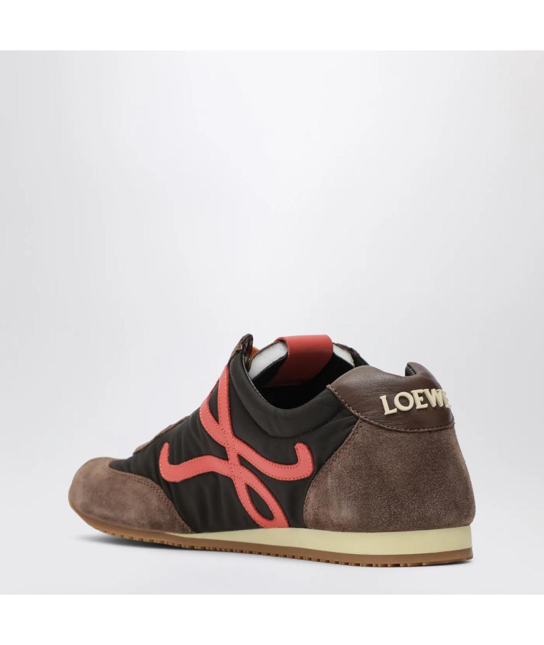 LOEWE Коричневые текстильные кроссовки, фото 2