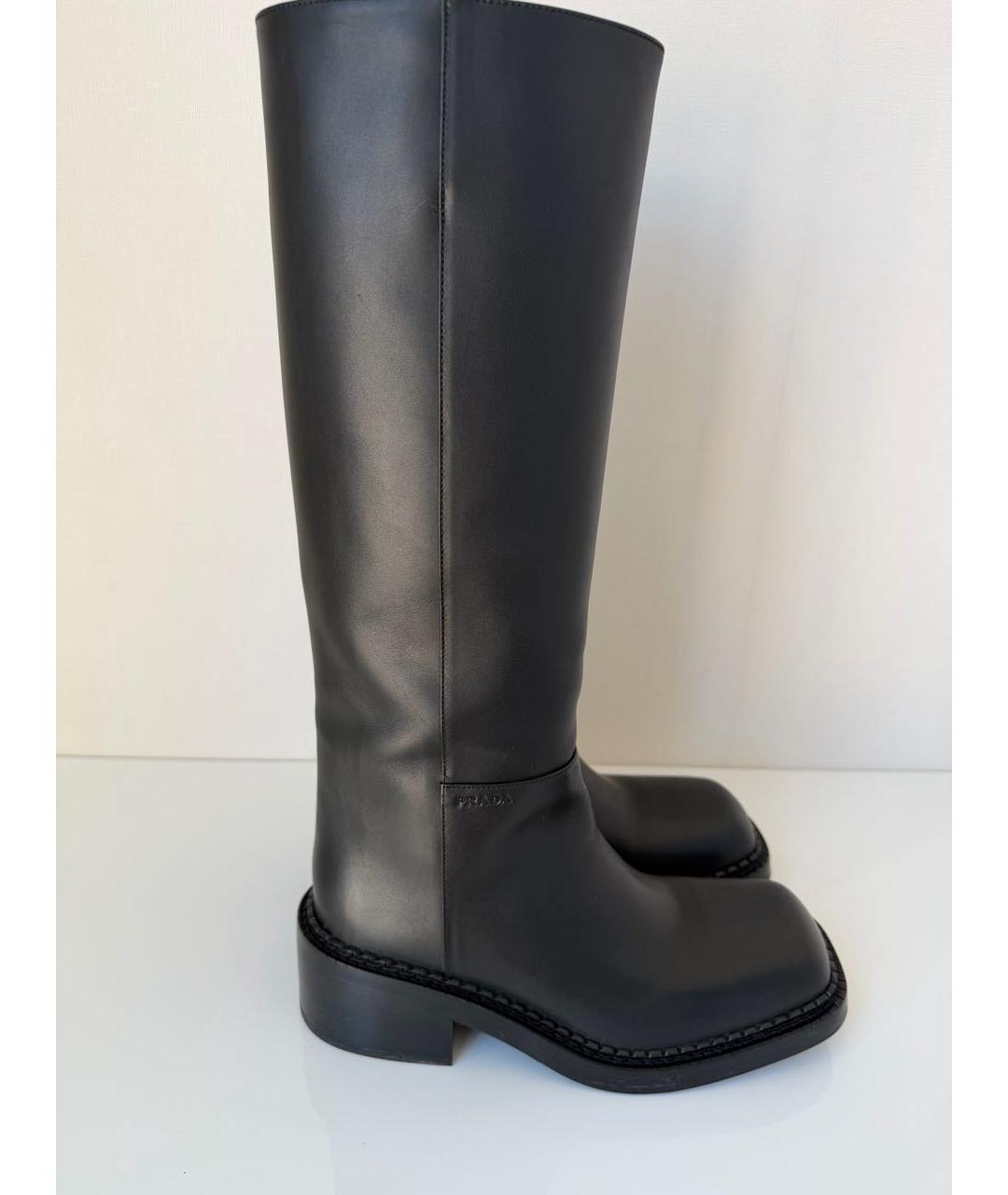 PRADA Черные кожаные сапоги, фото 9