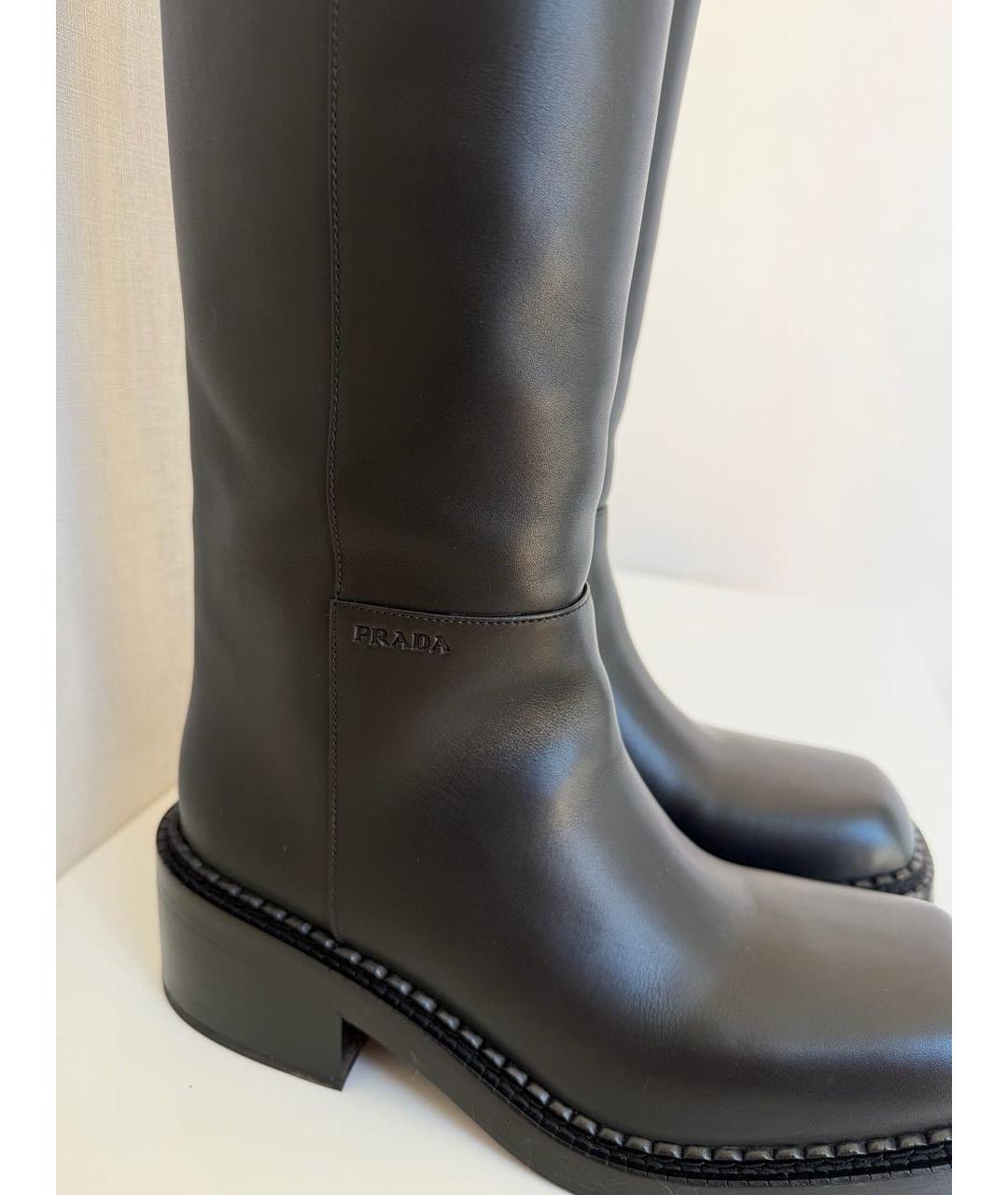 PRADA Черные кожаные сапоги, фото 6