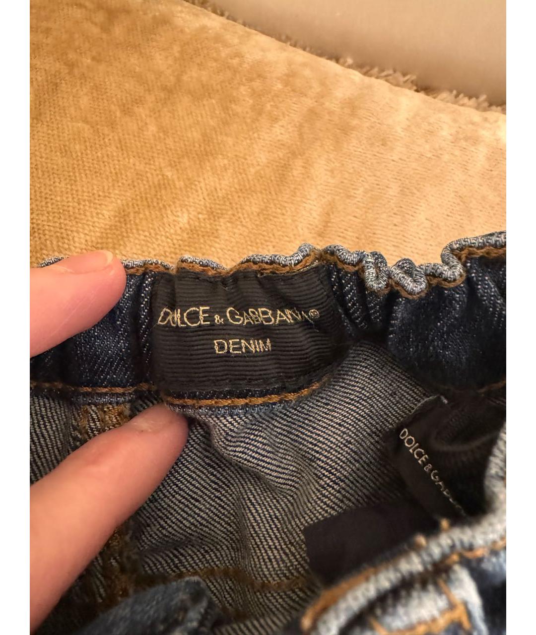 DOLCE&GABBANA Темно-синие хлопковые детские джинсы, фото 4