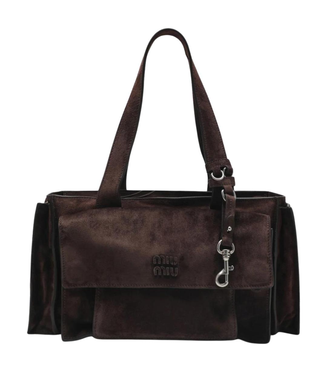 MIU MIU Коричневая замшевая сумка через плечо, фото 1