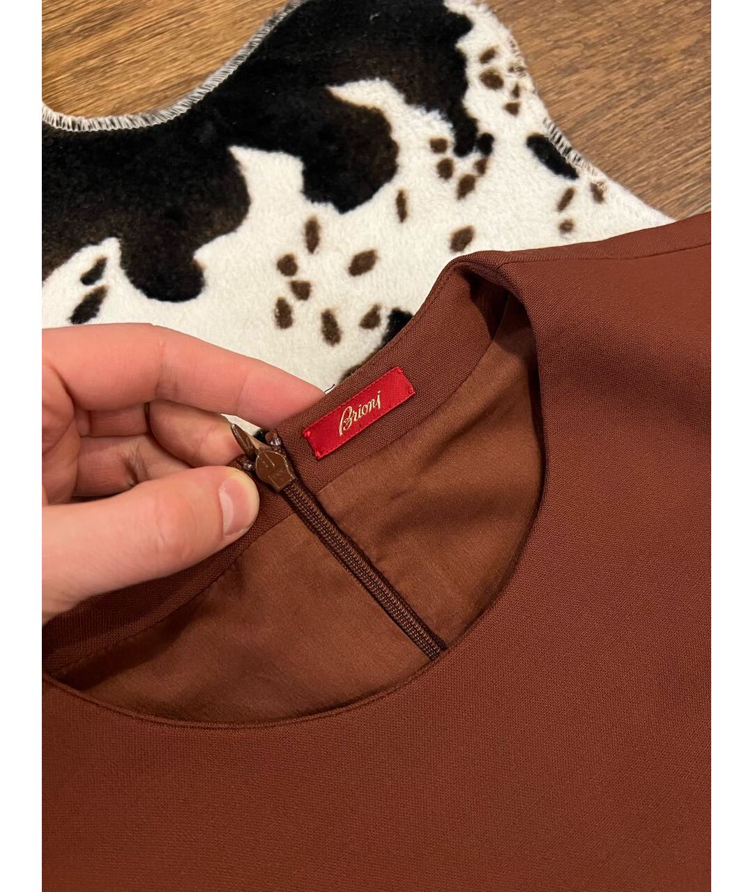 BRIONI Коричневая шерстяная футболка, фото 4