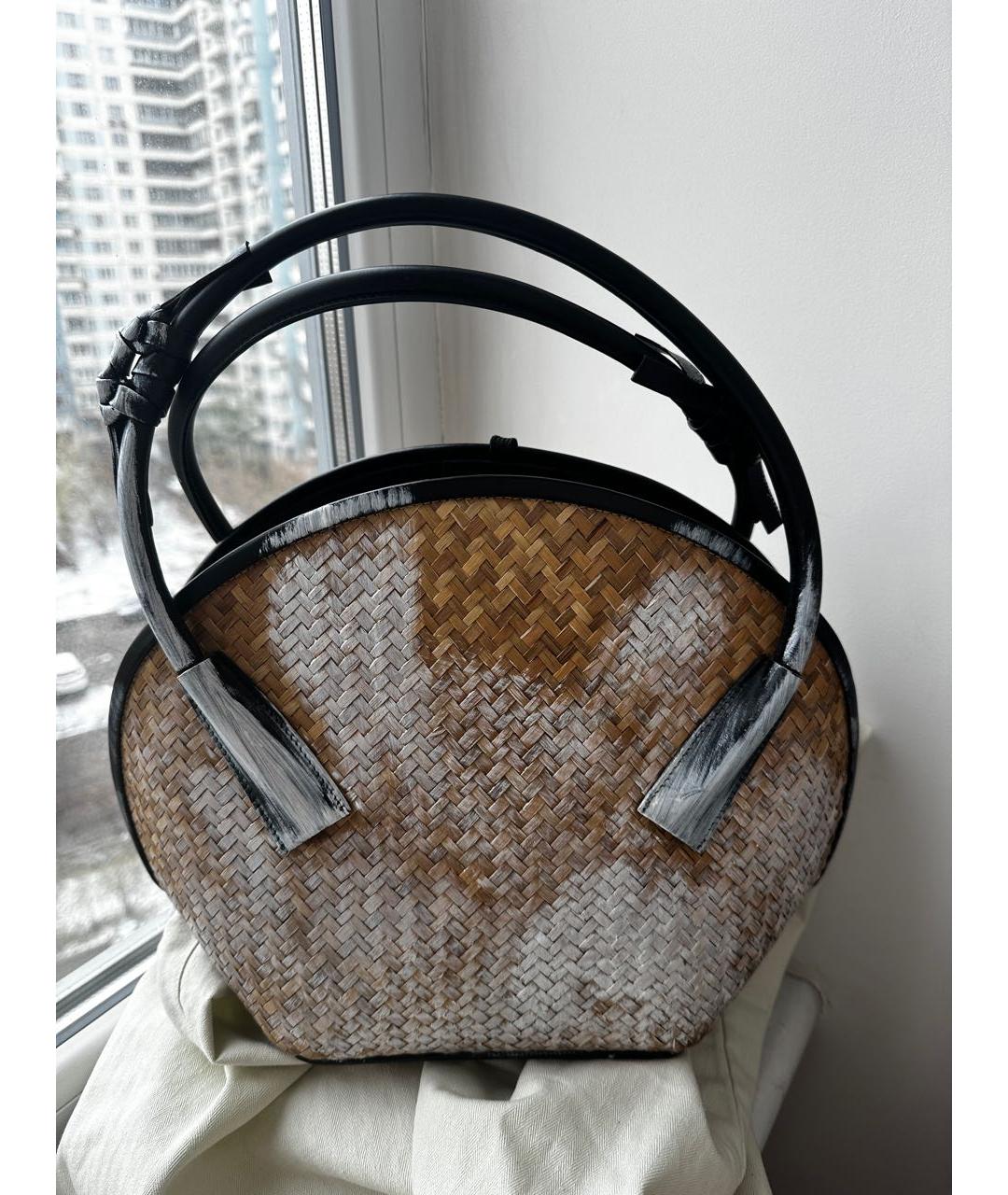 MAISON MARGIELA Бежевая пелетеная сумка с короткими ручками, фото 7