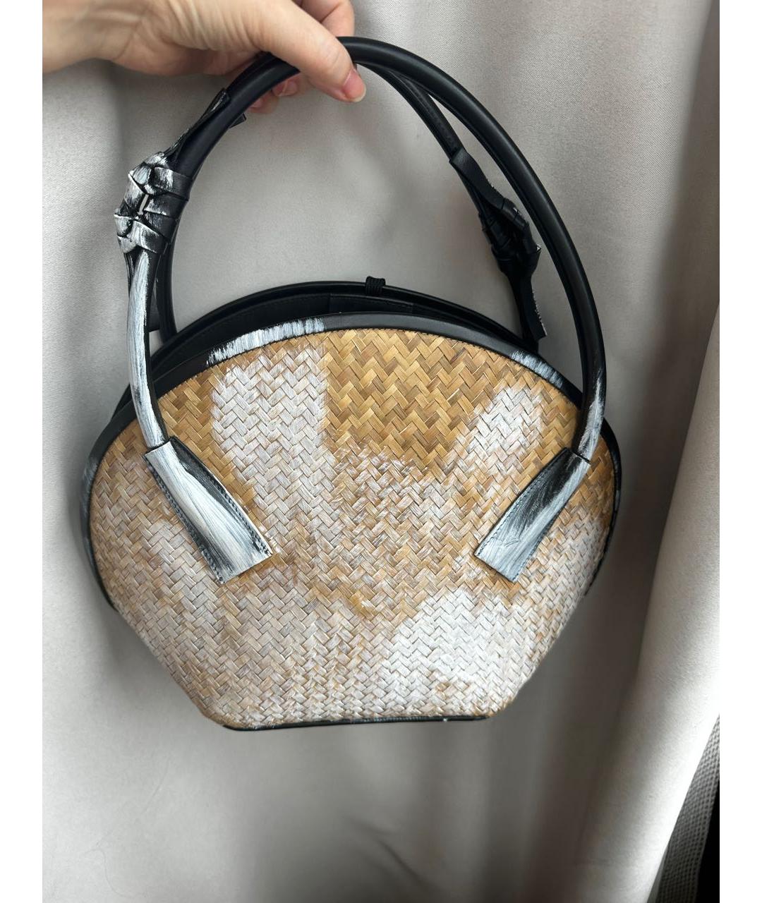 MAISON MARGIELA Бежевая пелетеная сумка с короткими ручками, фото 2