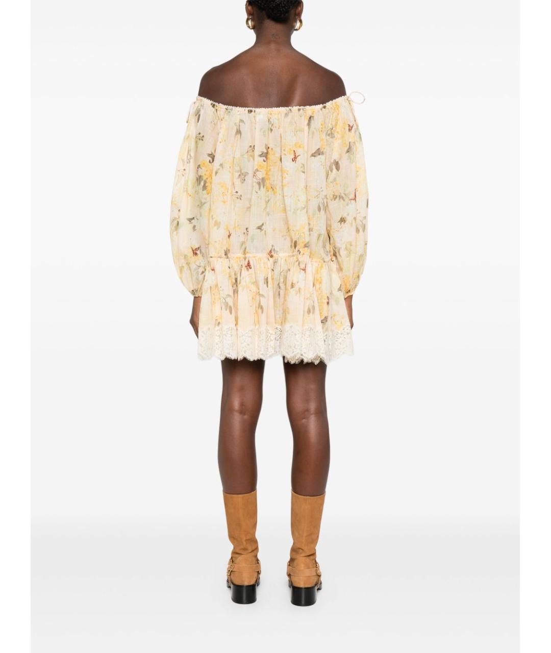 ZIMMERMANN Желтое хлопковое повседневное платье, фото 4