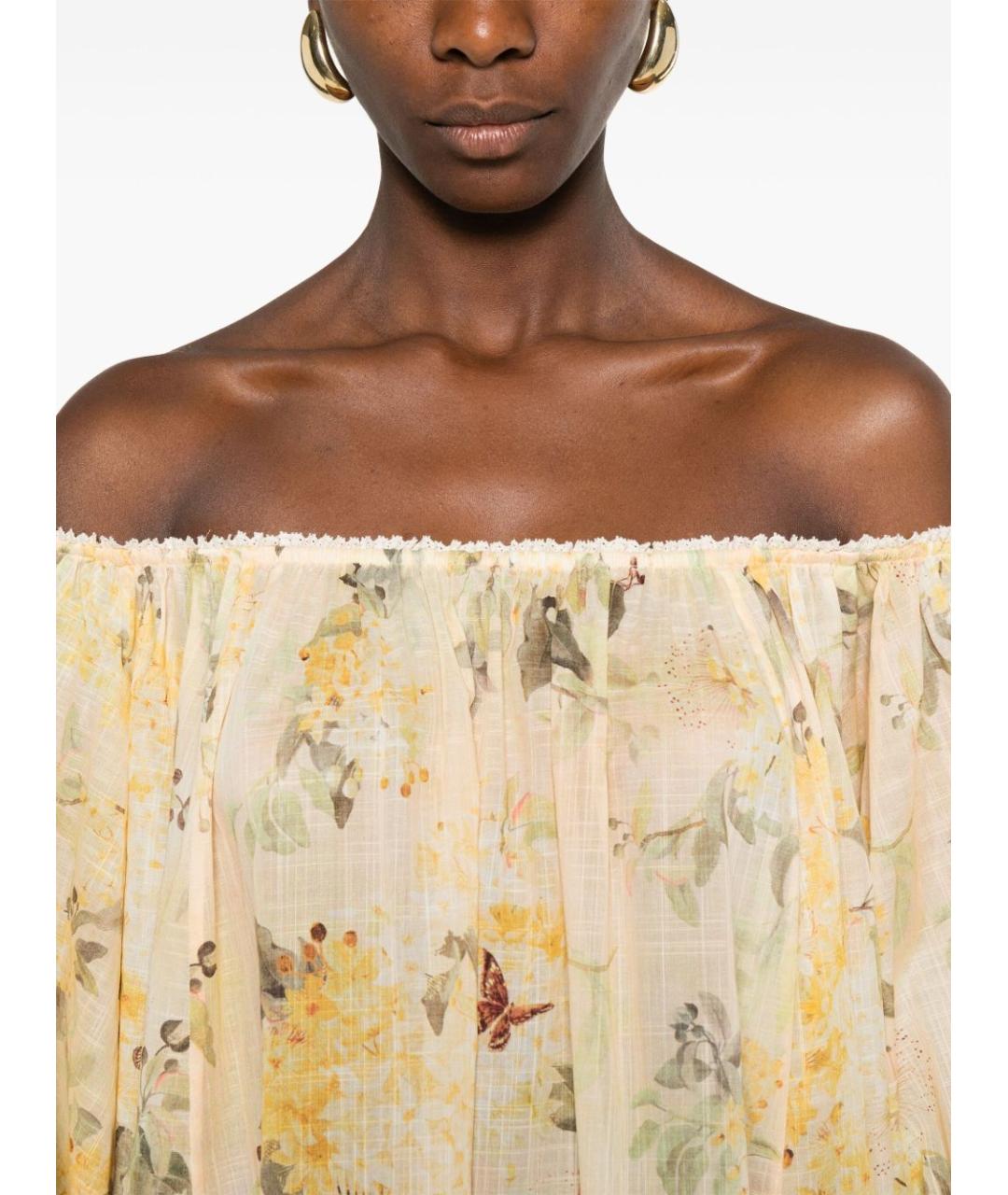 ZIMMERMANN Желтое хлопковое повседневное платье, фото 3