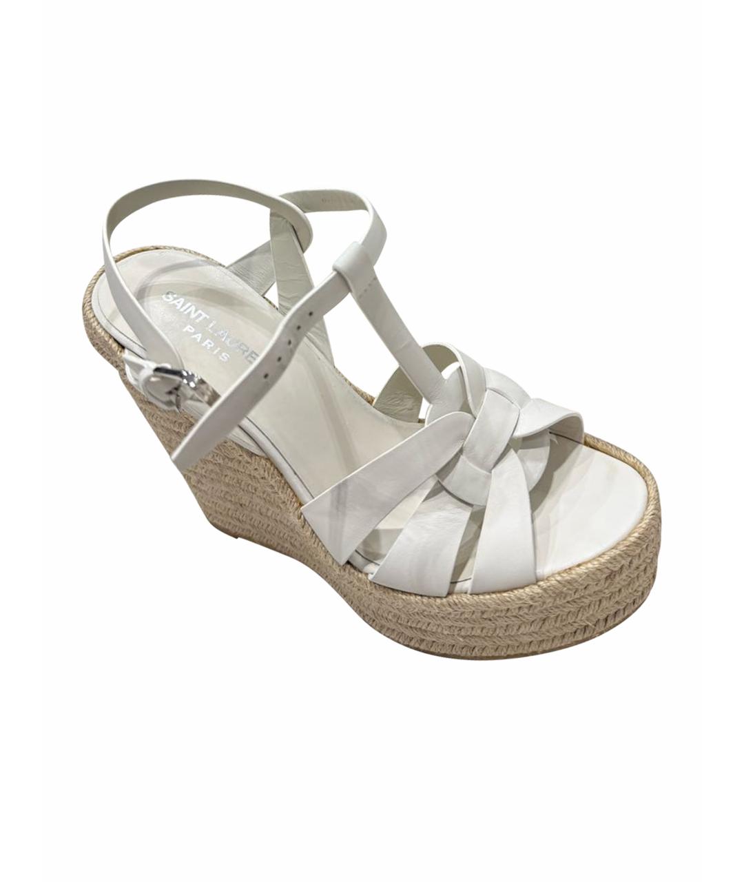 SAINT LAURENT Белые кожаные босоножки, фото 1