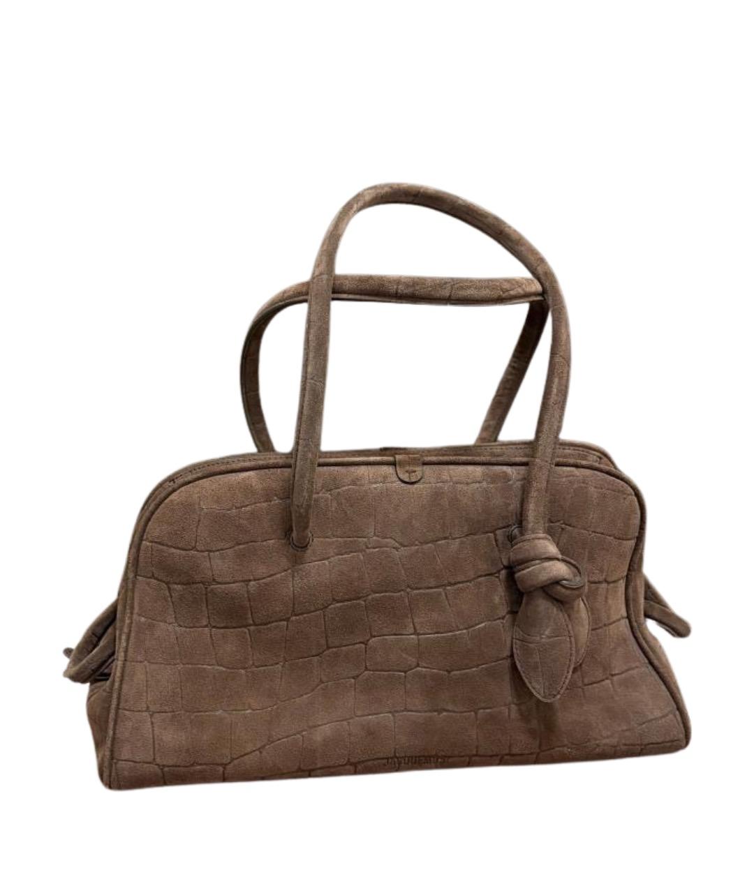 JACQUEMUS Коричневая замшевая сумка через плечо, фото 1