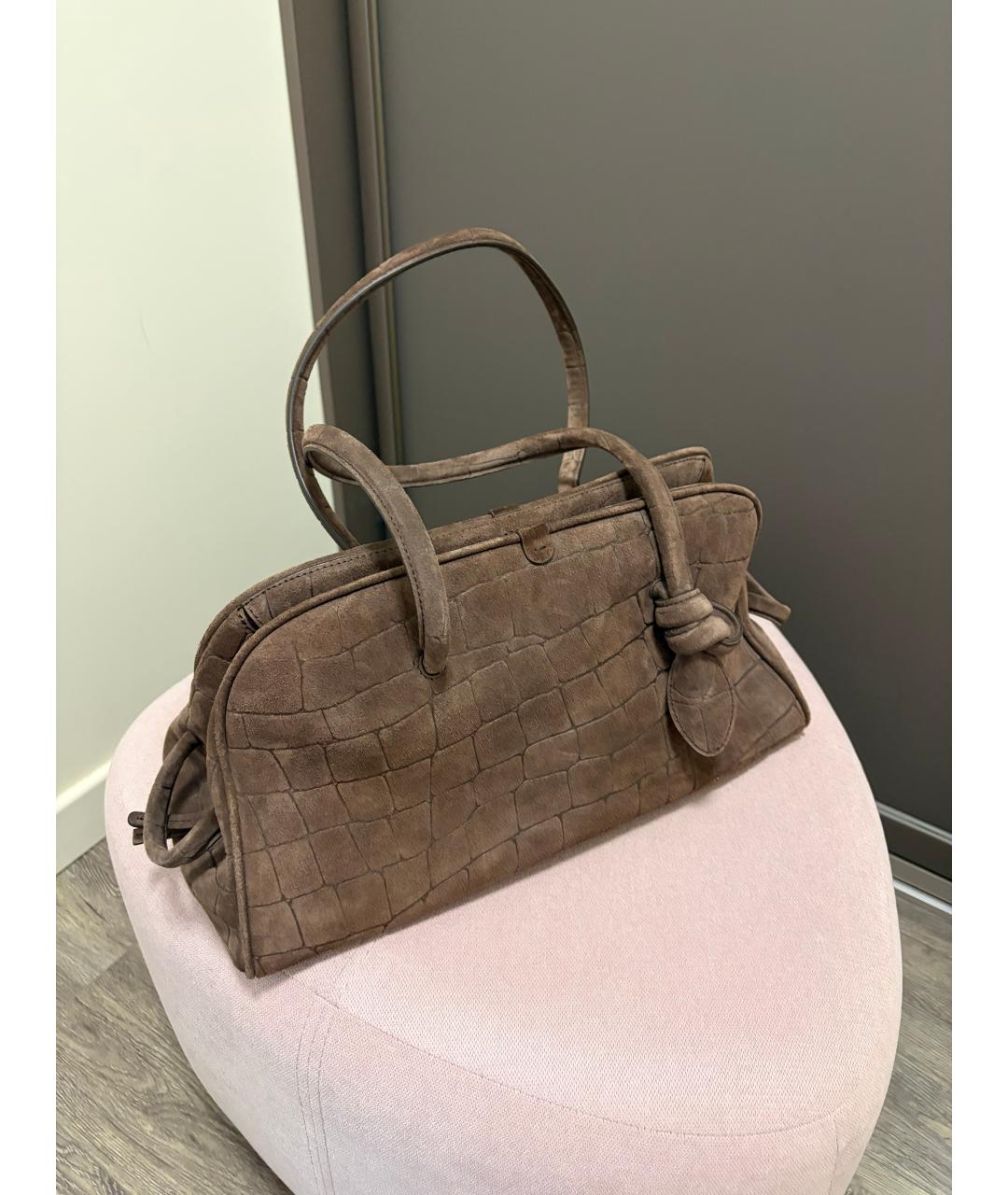 JACQUEMUS Коричневая замшевая сумка через плечо, фото 2