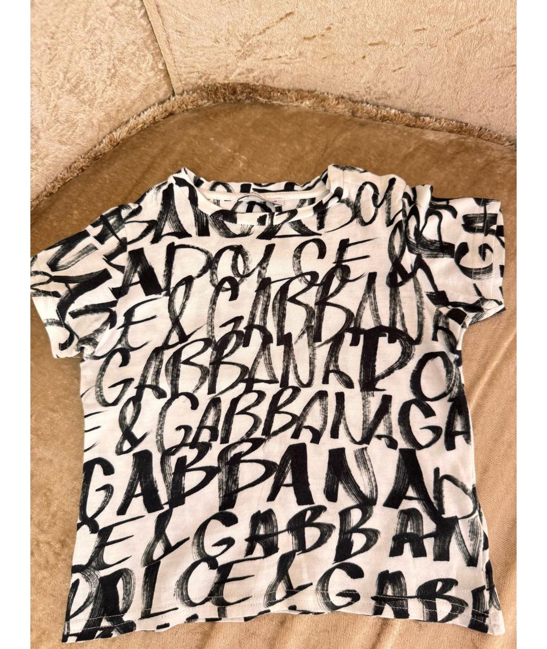 DOLCE&GABBANA Белая хлопковая детская футболка, фото 5