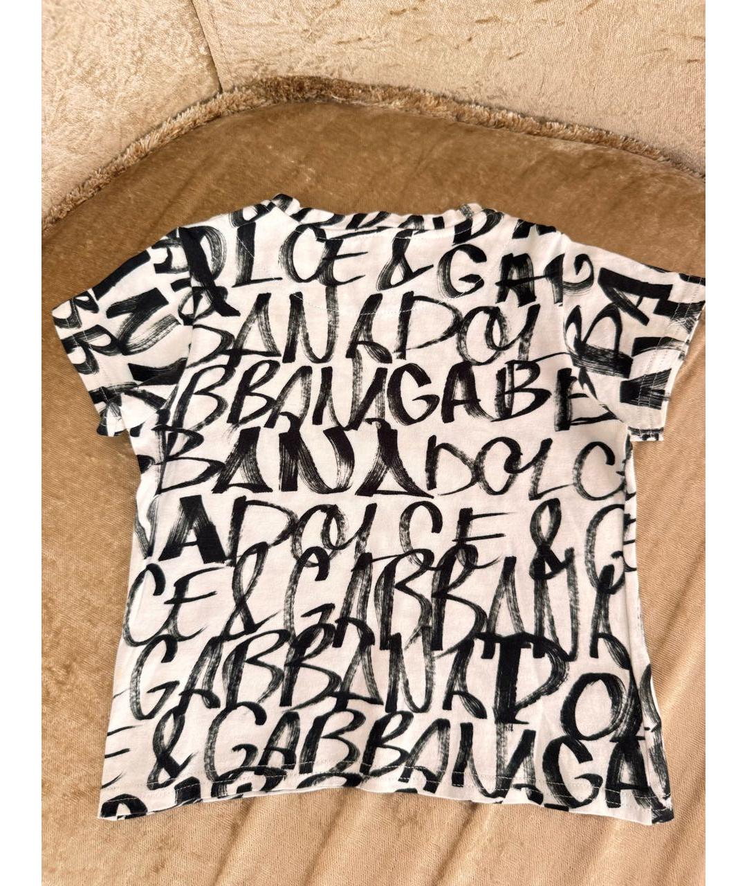 DOLCE&GABBANA Белая хлопковая детская футболка, фото 2