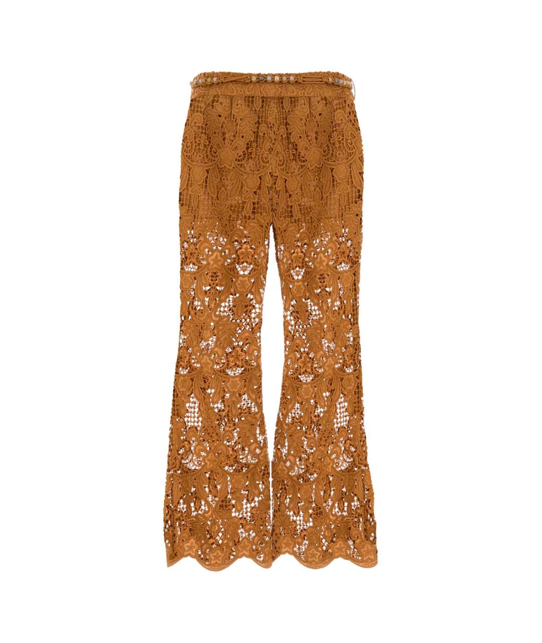 ZIMMERMANN Оранжевое полиэстеровые прямые брюки, фото 2