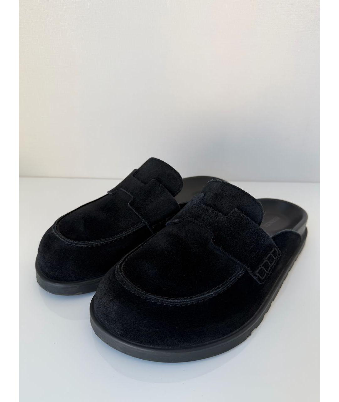 HERMES Черные замшевые мюли, фото 4