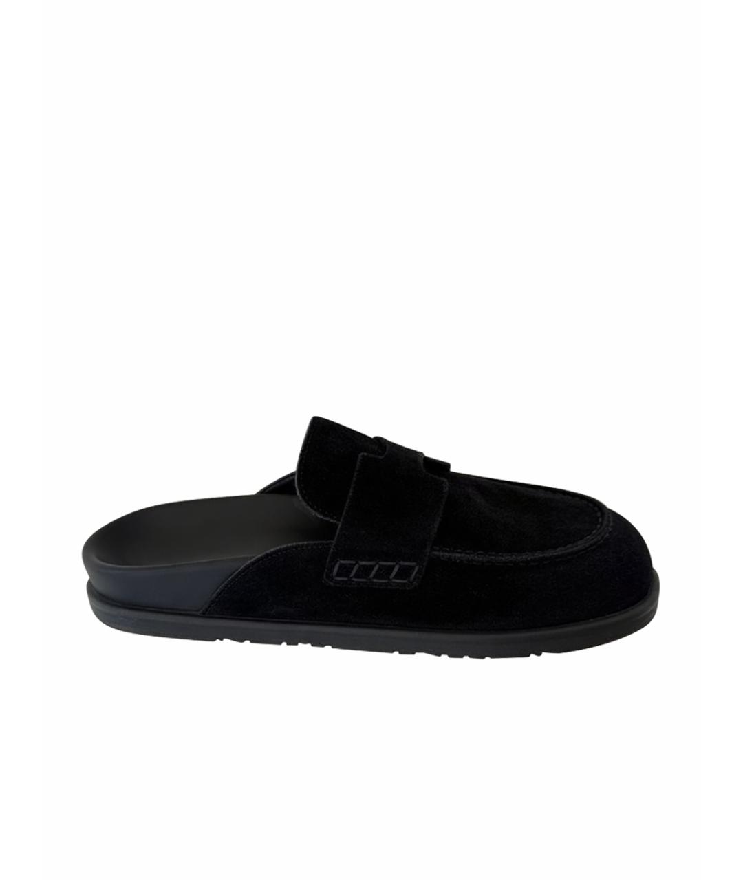 HERMES Черные замшевые мюли, фото 1