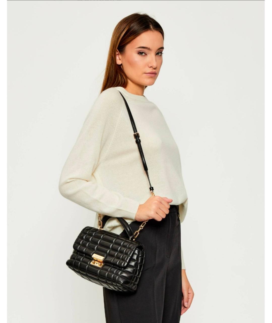 MICHAEL KORS Черная кожаная сумка с короткими ручками, фото 4