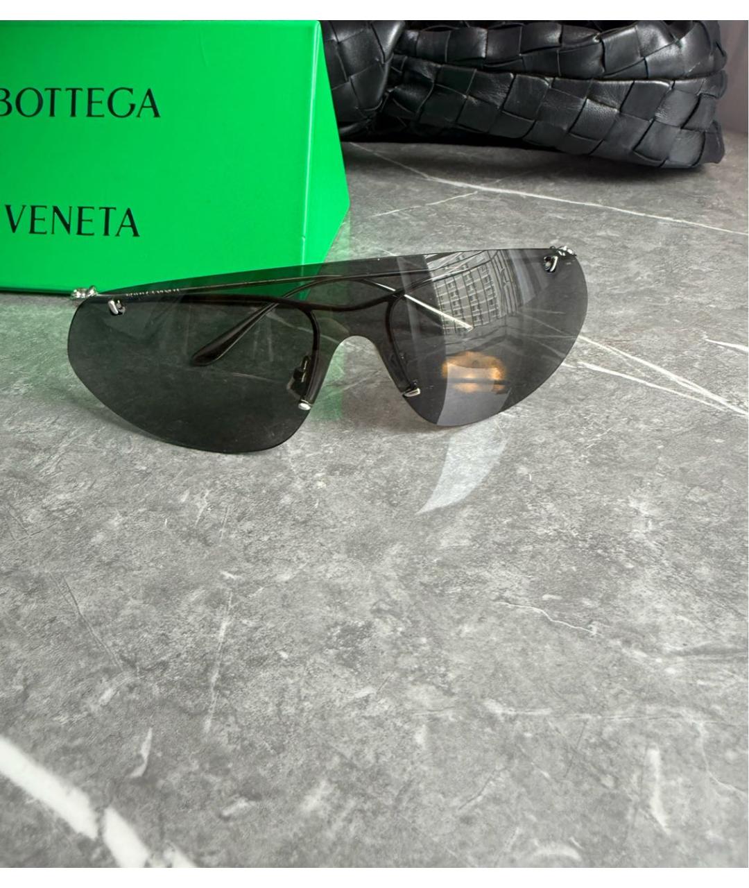 BOTTEGA VENETA Серебряные металлические солнцезащитные очки, фото 5