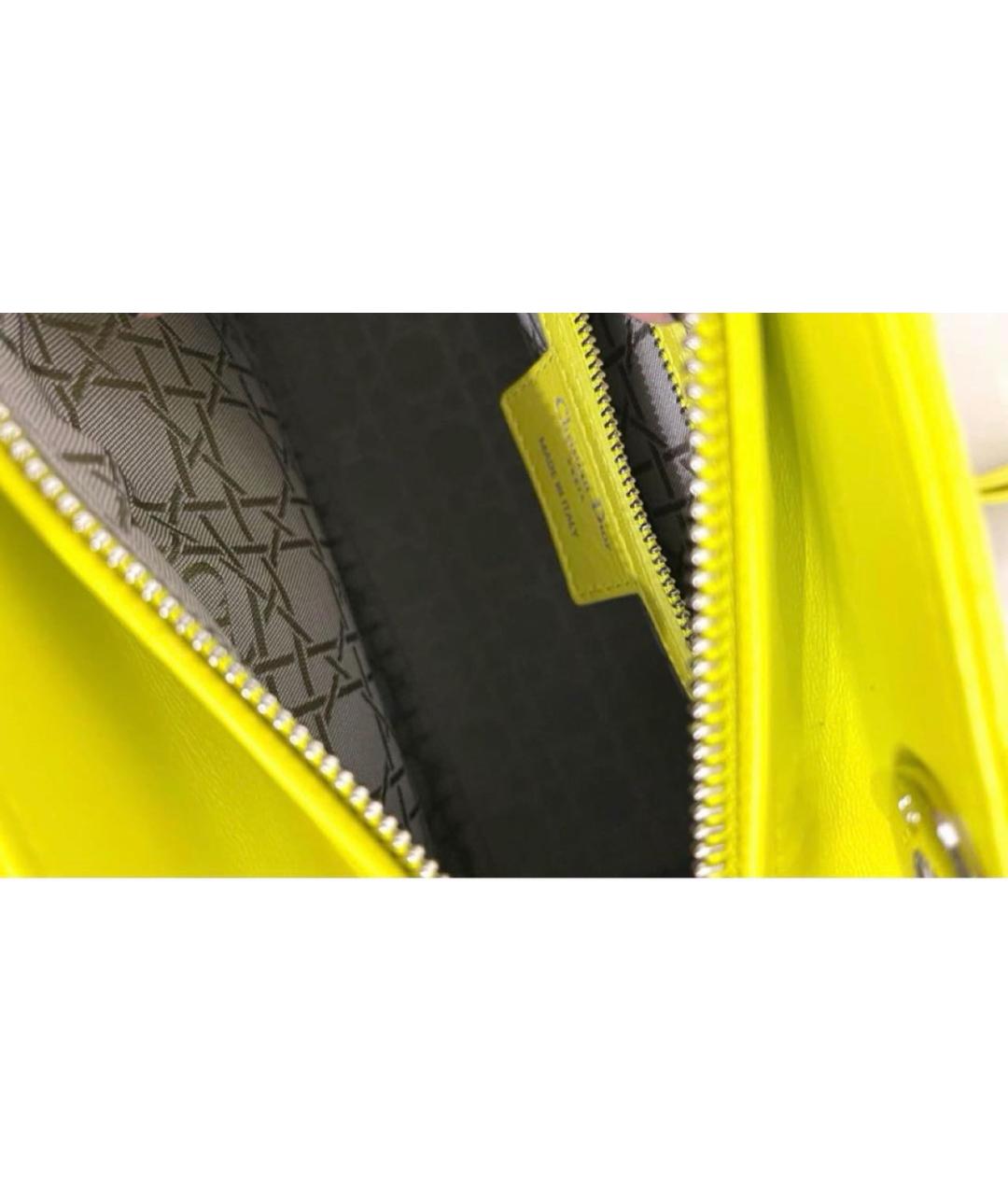 CHRISTIAN DIOR Желтая кожаная сумка с короткими ручками, фото 3