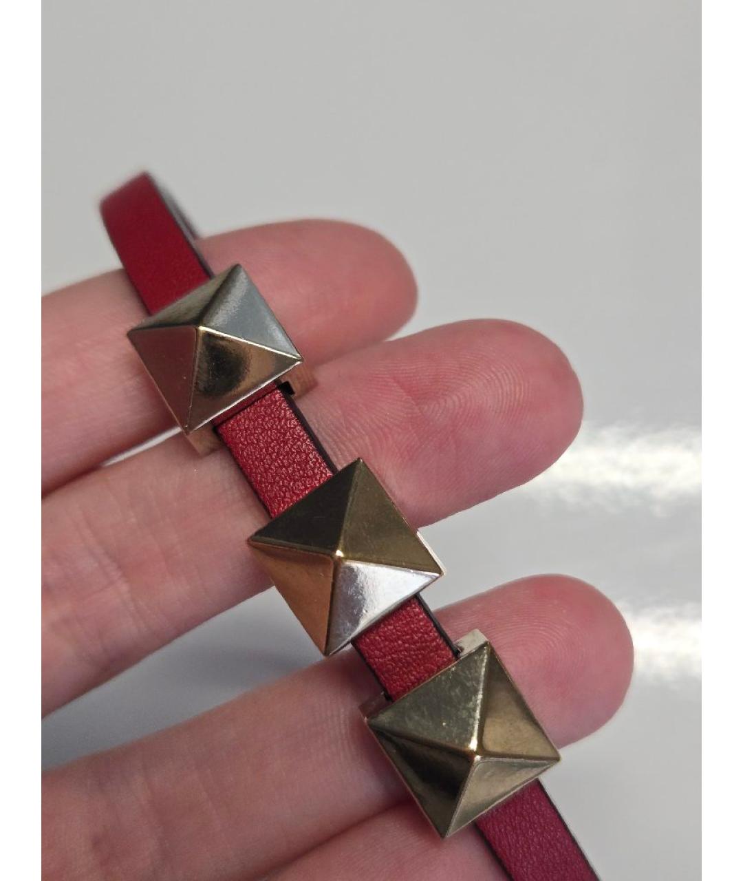 VALENTINO Красный кожаный браслет, фото 2