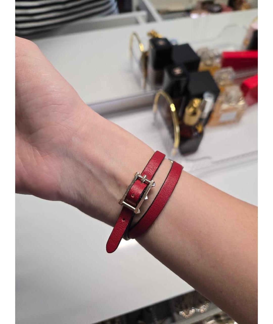 VALENTINO Красный кожаный браслет, фото 6