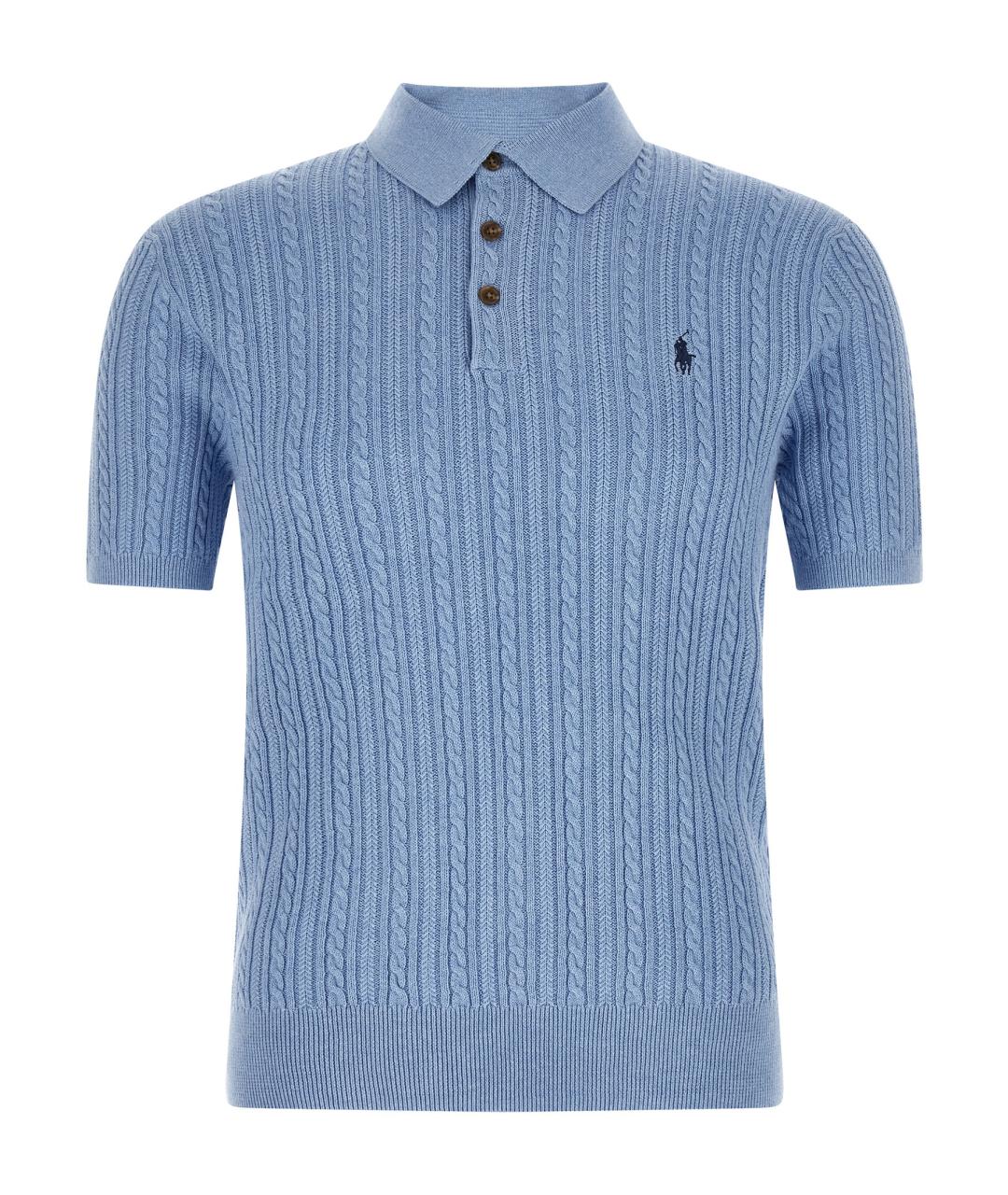 POLO RALPH LAUREN Голубое хлопковое поло с коротким рукавом, фото 1