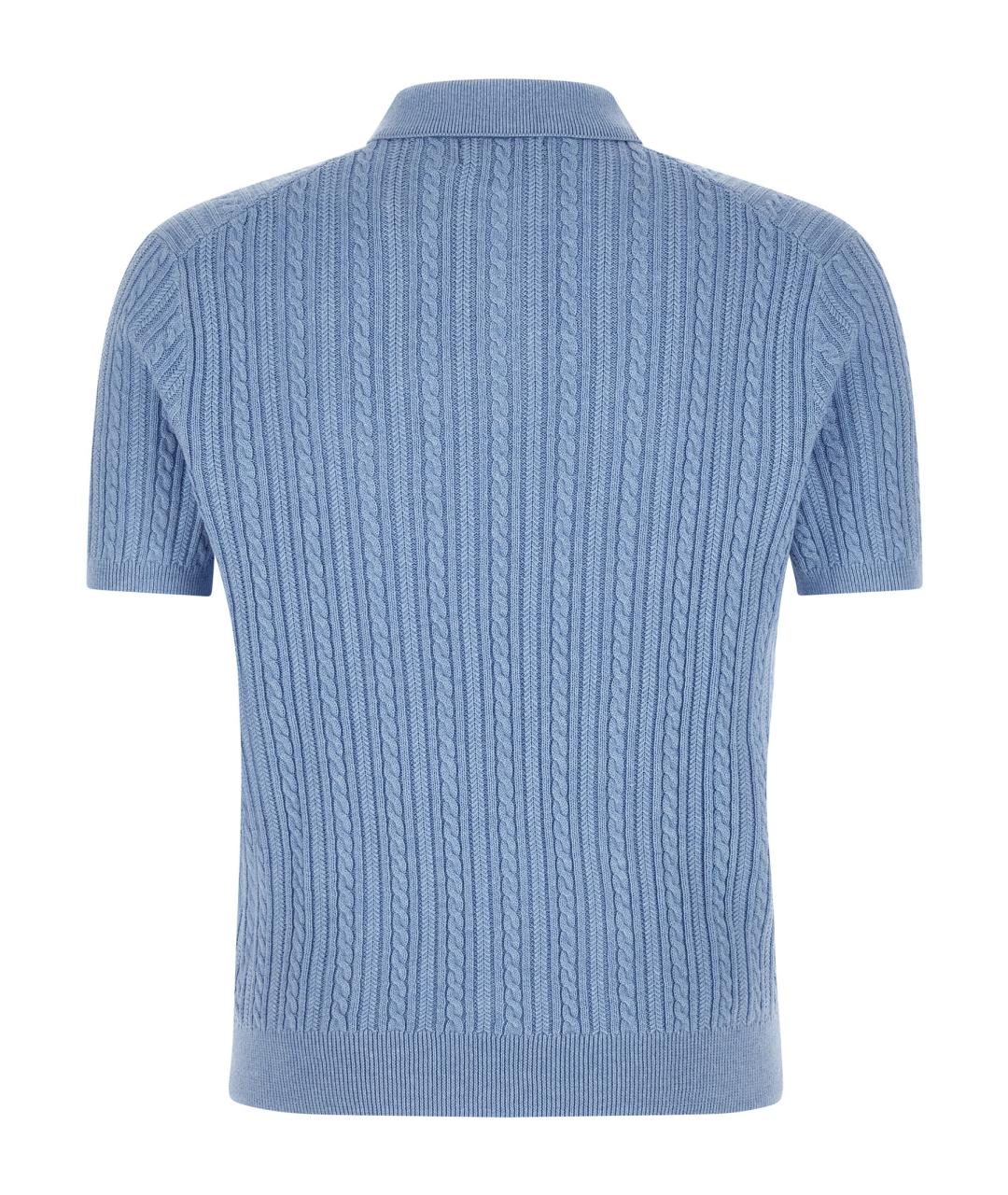 POLO RALPH LAUREN Голубое хлопковое поло с коротким рукавом, фото 2