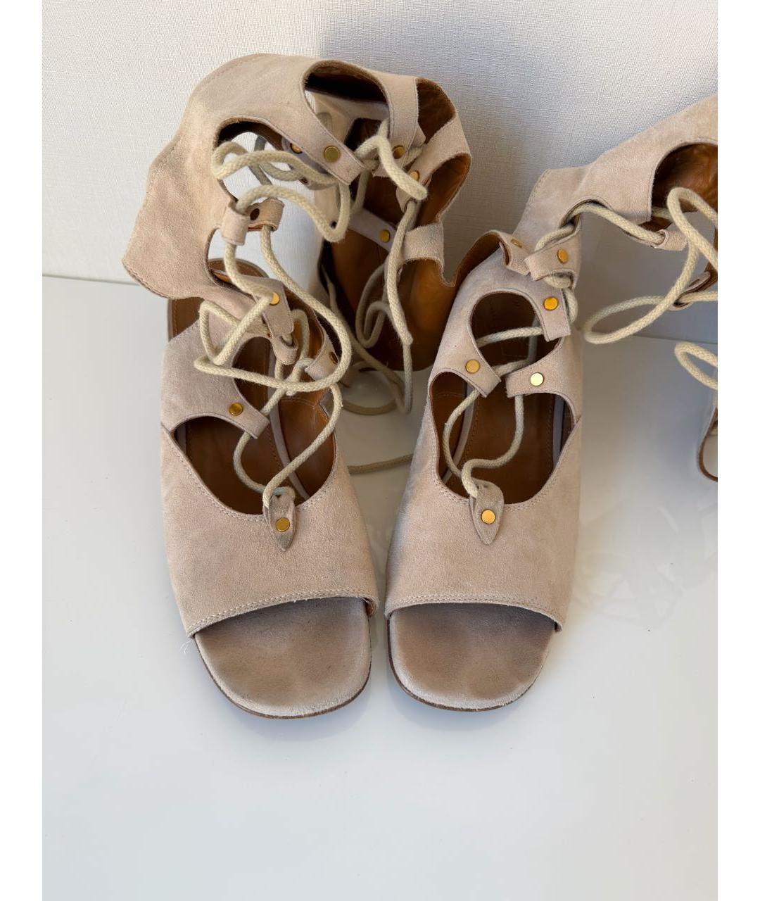 CHLOE Бежевые замшевые сандалии, фото 7