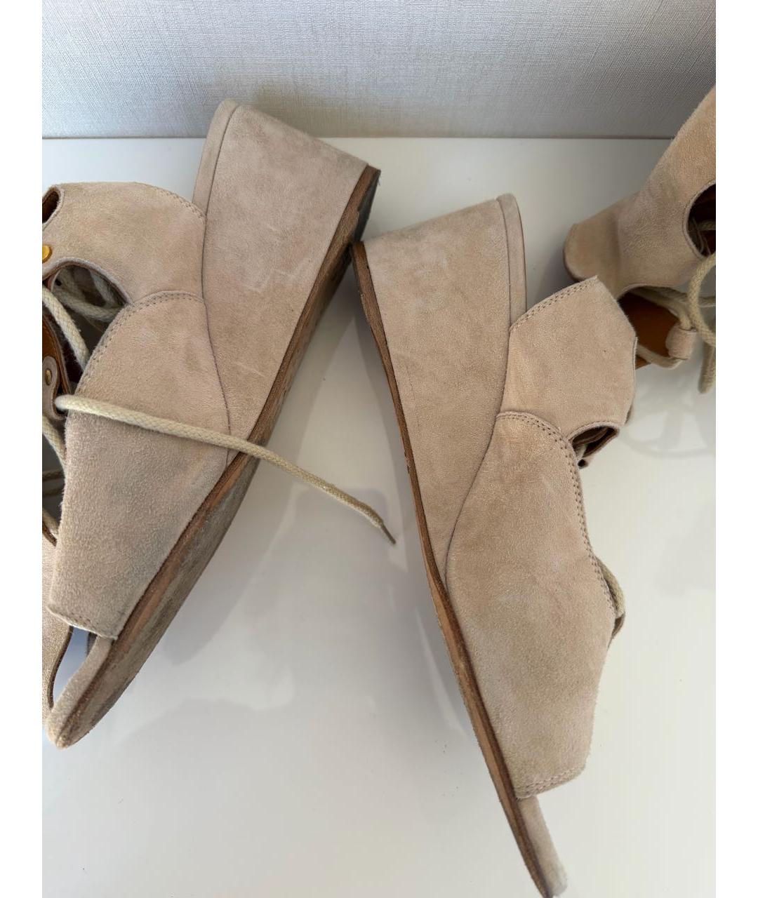 CHLOE Бежевые замшевые сандалии, фото 8