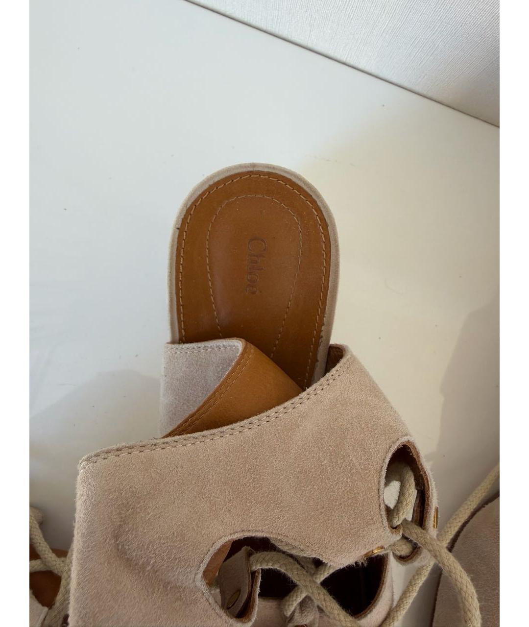 CHLOE Бежевые замшевые сандалии, фото 9