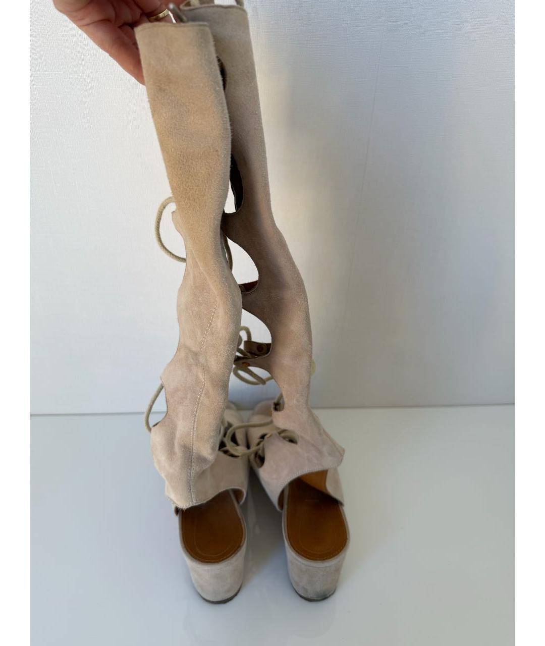 CHLOE Бежевые замшевые сандалии, фото 6