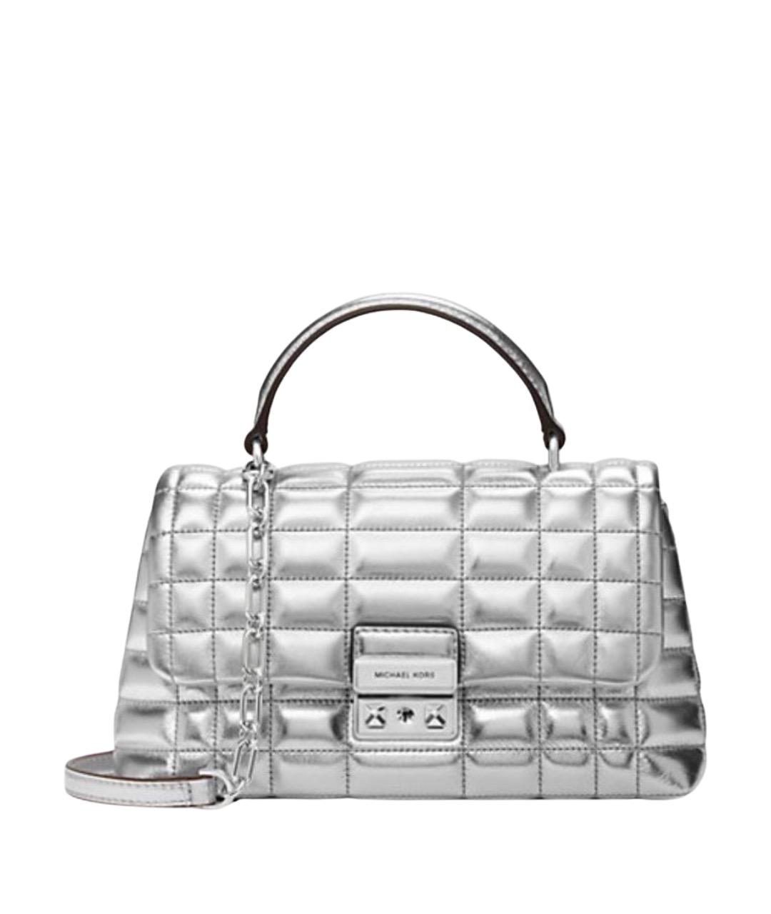 MICHAEL KORS Серебряная кожаная сумка с короткими ручками, фото 1