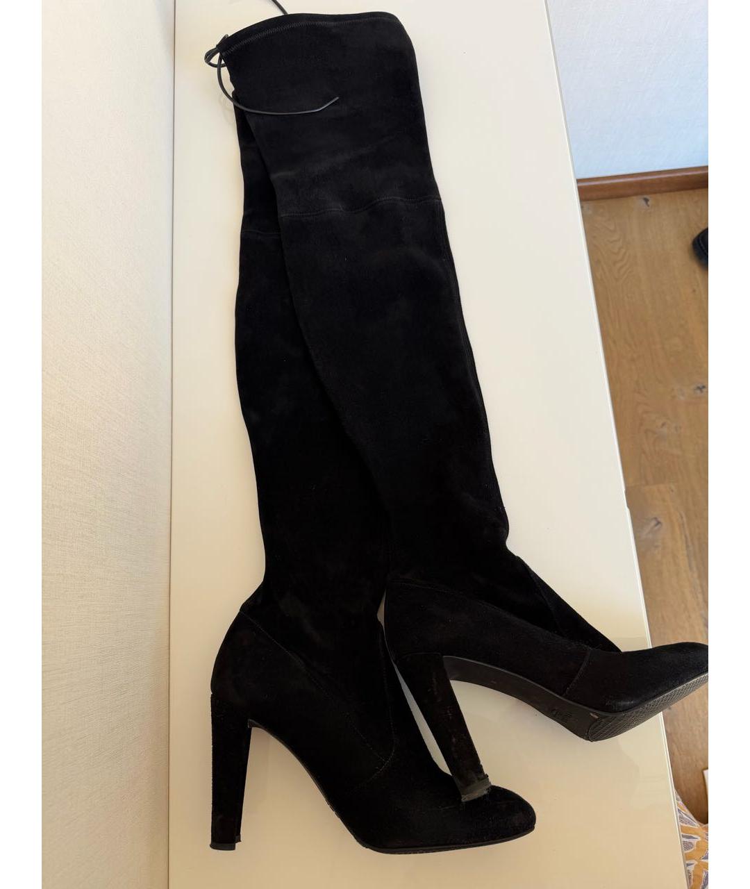 STUART WEITZMAN Черные замшевые ботфорты, фото 8