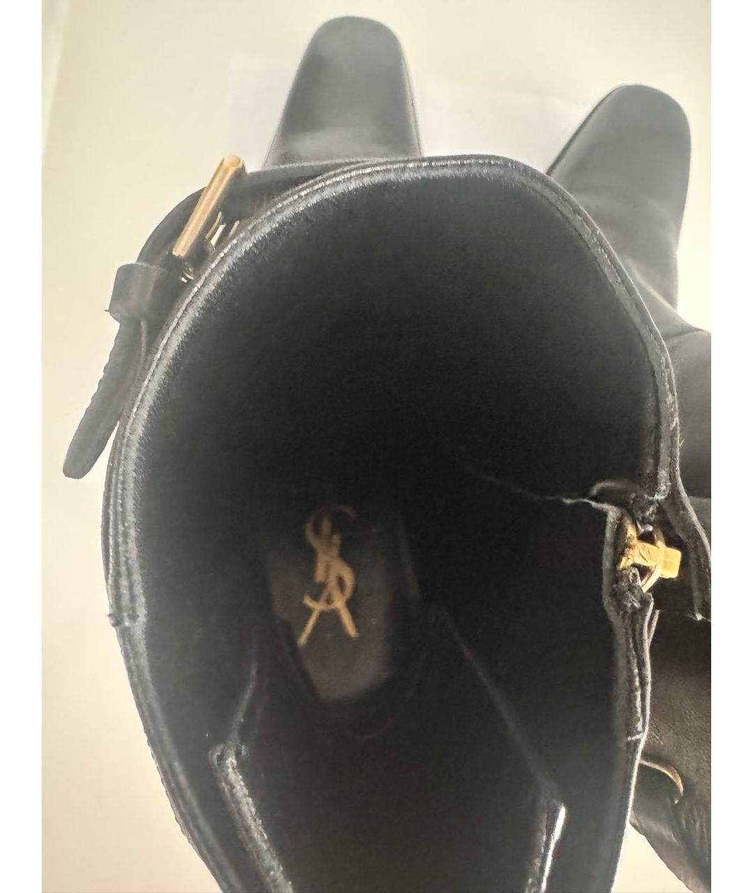 SAINT LAURENT Черные кожаные высокие ботинки, фото 5
