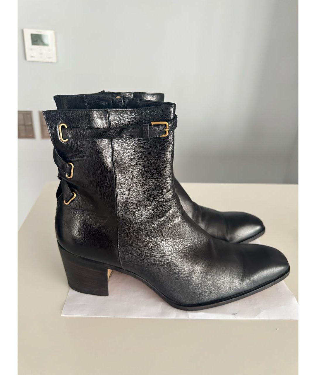 SAINT LAURENT Черные кожаные высокие ботинки, фото 9