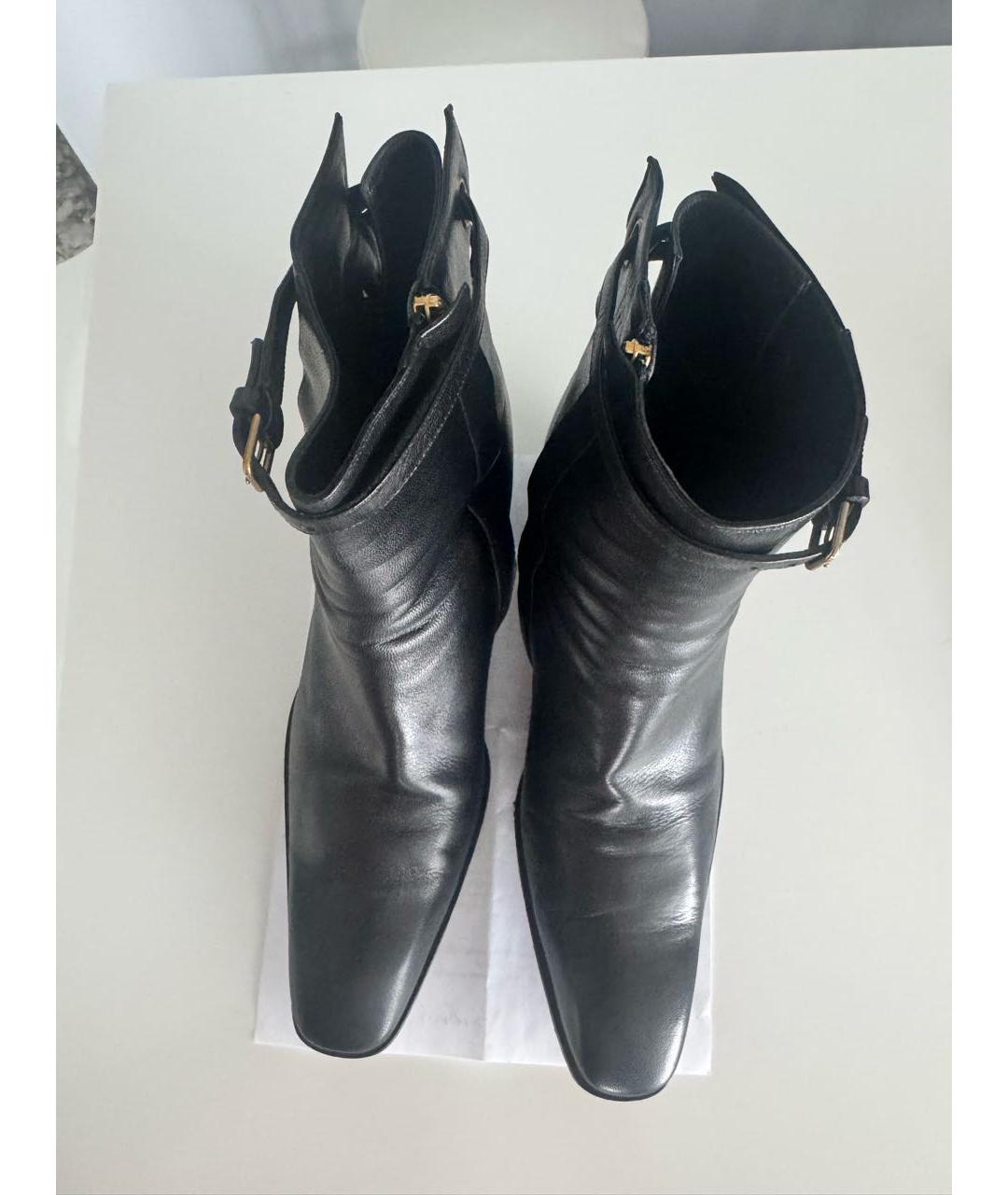 SAINT LAURENT Черные кожаные высокие ботинки, фото 3