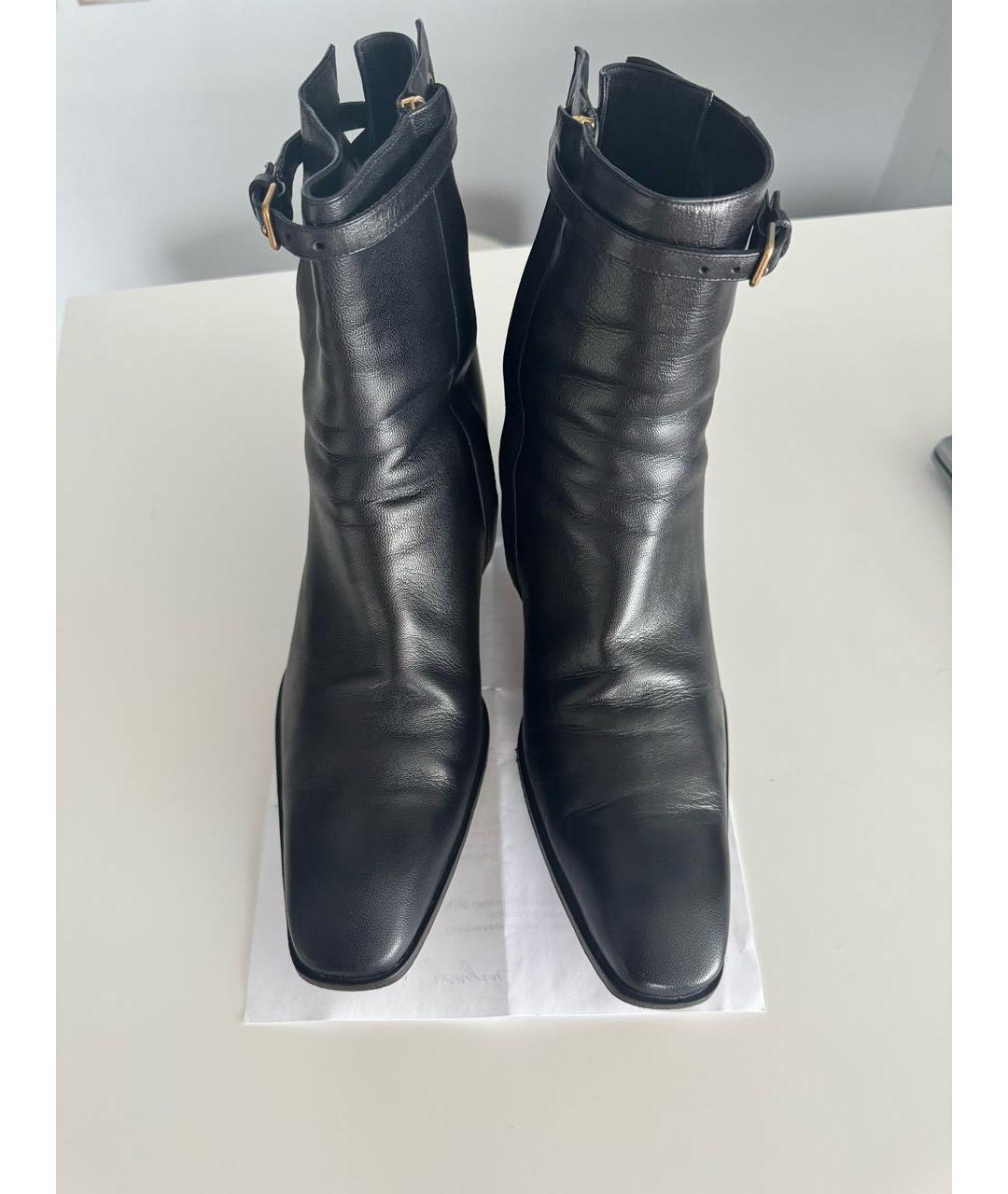 SAINT LAURENT Черные кожаные высокие ботинки, фото 2