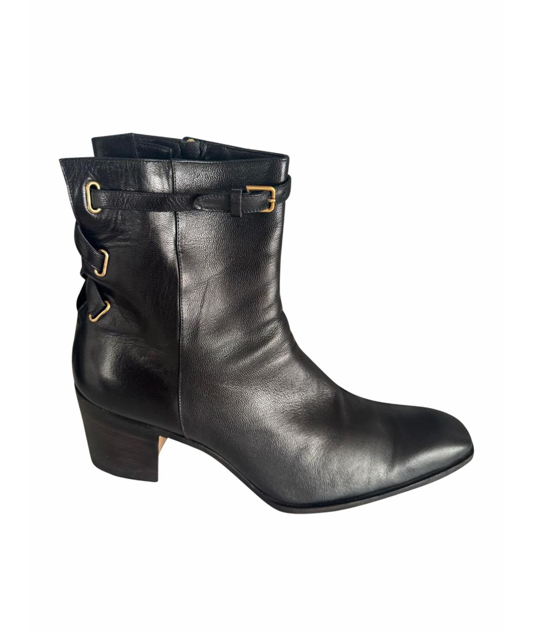 SAINT LAURENT Черные кожаные высокие ботинки, фото 1